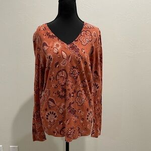 Ann Taylor Loft Women’s Sweater Large Vneck floral